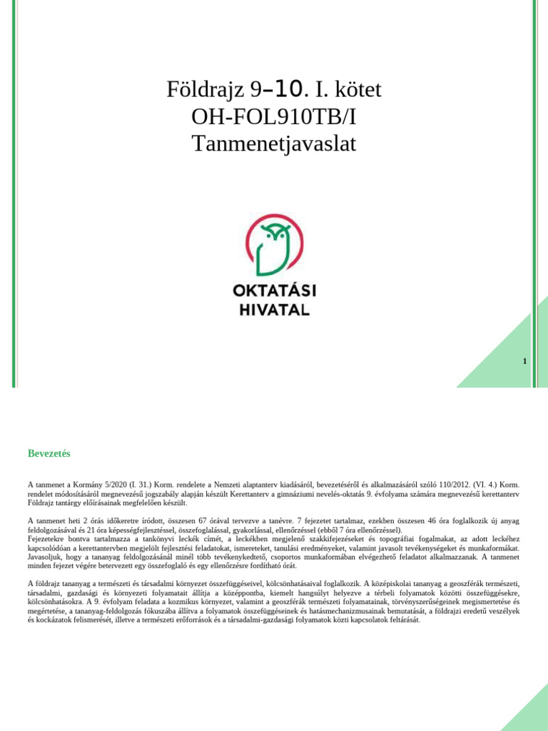 OH-FOL910TB I Foldrajz 9 Tanmenet | PDF