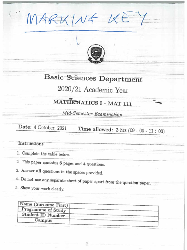 Mat 2021 Sem 1 | PDF