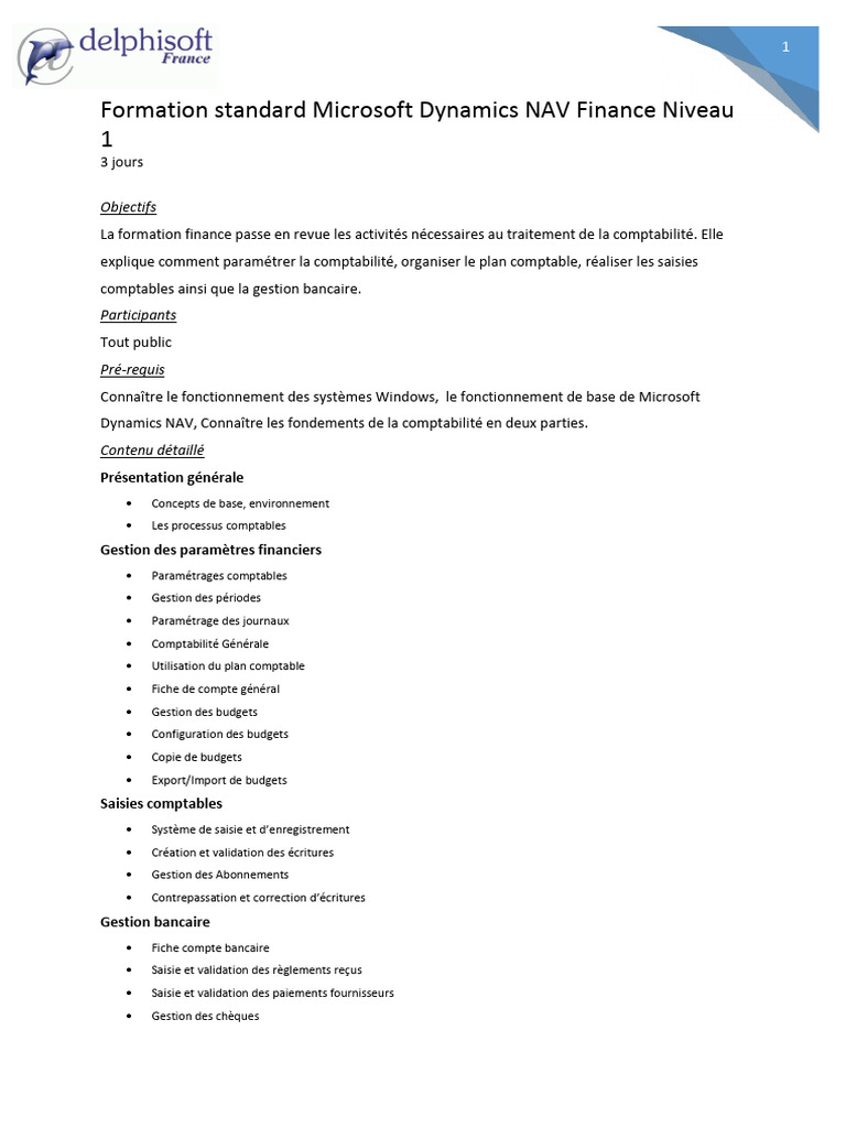Formation Finance Microsoft Dynamics NAV | PDF