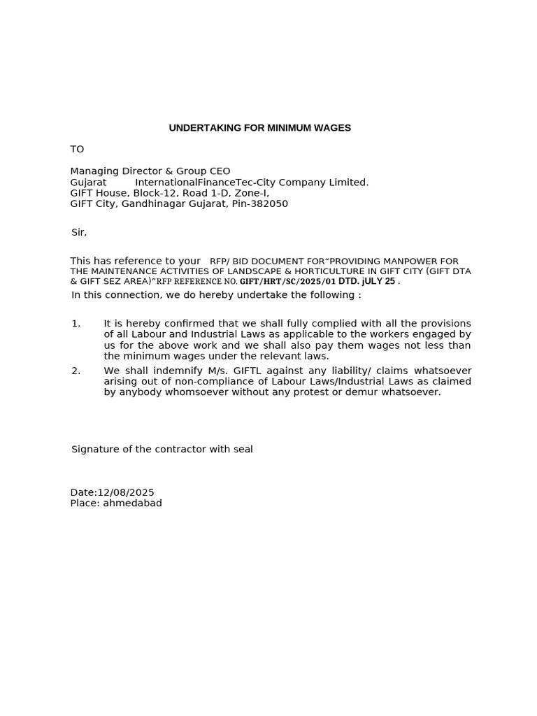 Format Undertaking | PDF