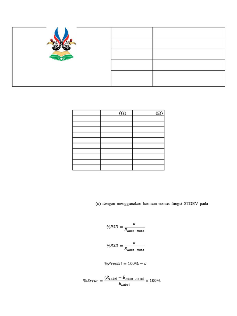Menghitung %RSD di Excel | PDF