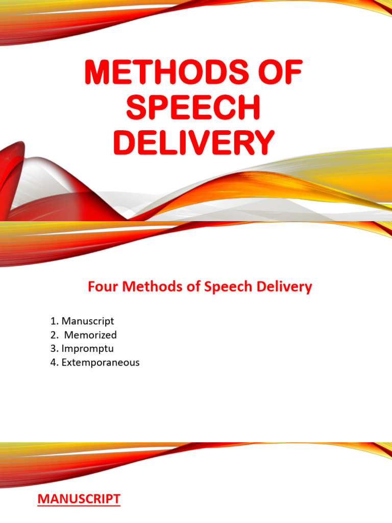 Four Methods of Speech Delivery | PDF | Cognitive Science | Human ...