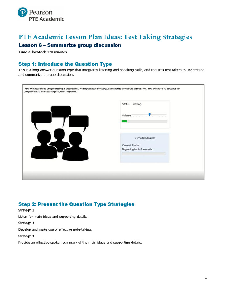 Summarizing Group Discussions in PTE | PDF | Lecture | Learning