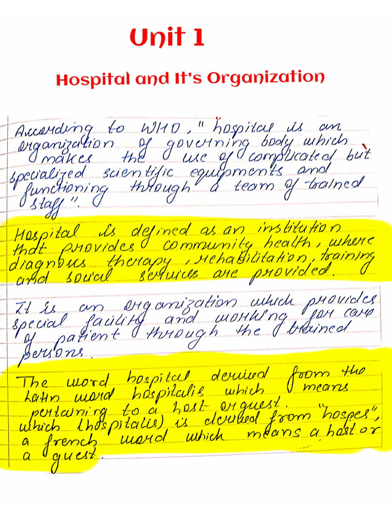 Unit 1 - Hospital and It's Organization Pharmacy Practice | PDF