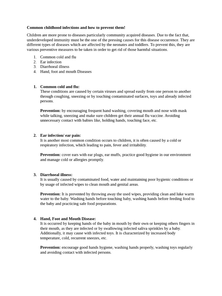 Preventing Common Childhood Infections | PDF