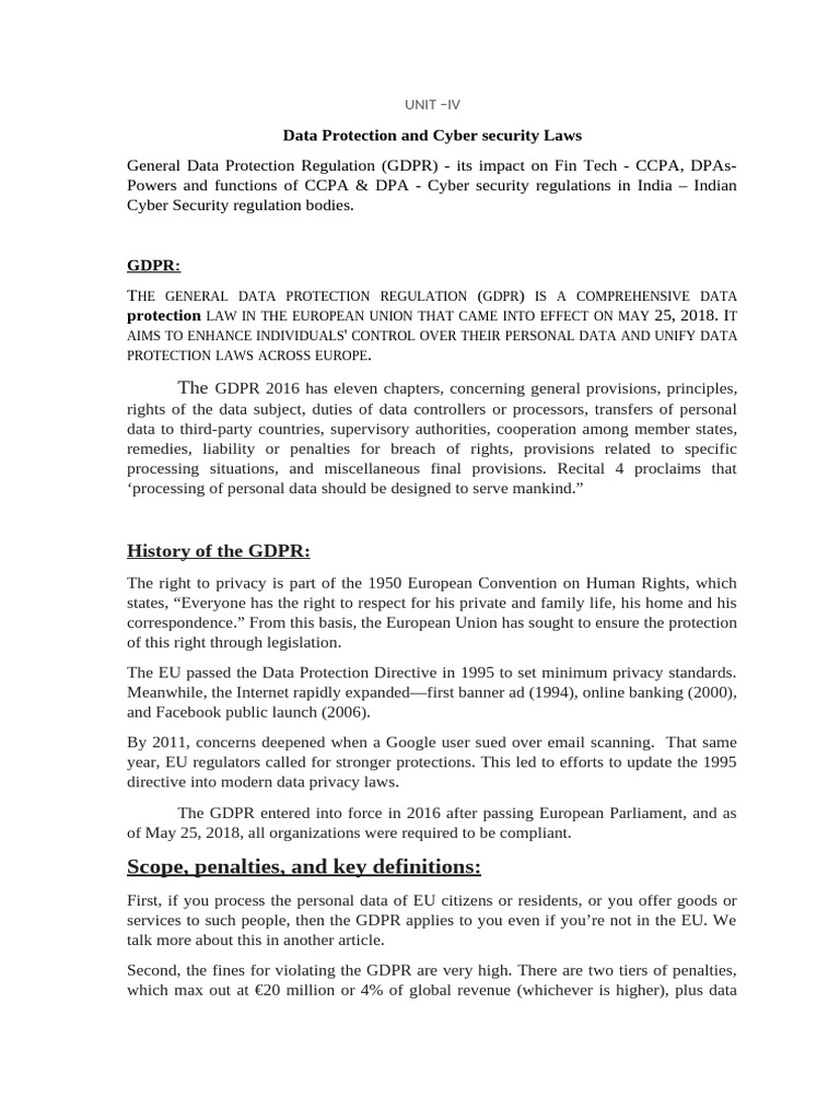 GDPR and Cybersecurity Laws Overview | PDF | Computer Security | Security
