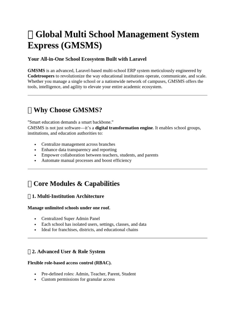 Global Multi School Management System | PDF | Computing | Information ...