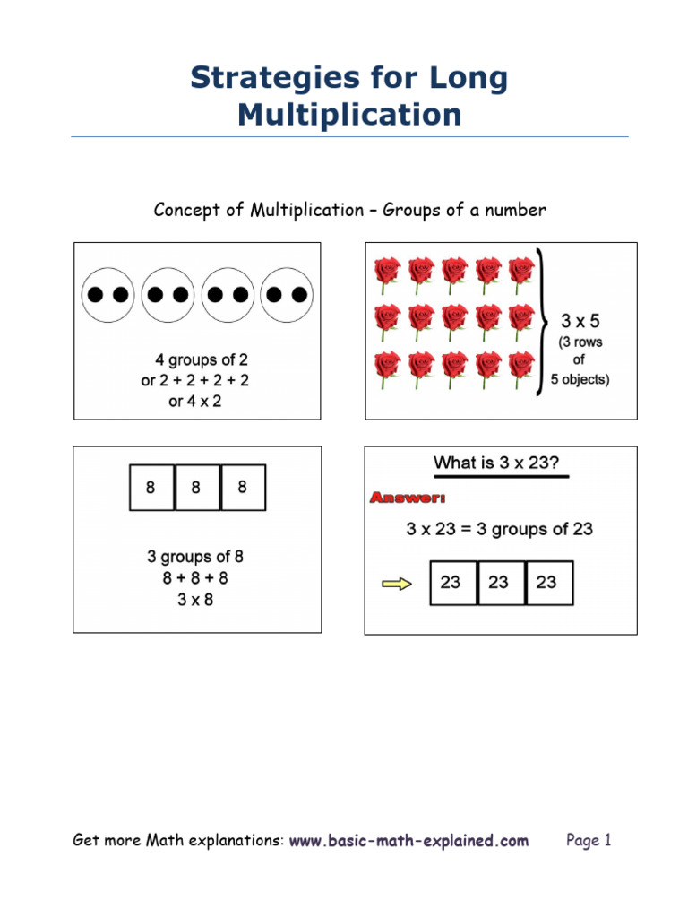 Long Multiplication Strategies Explained | PDF | Multiplication | Algebra