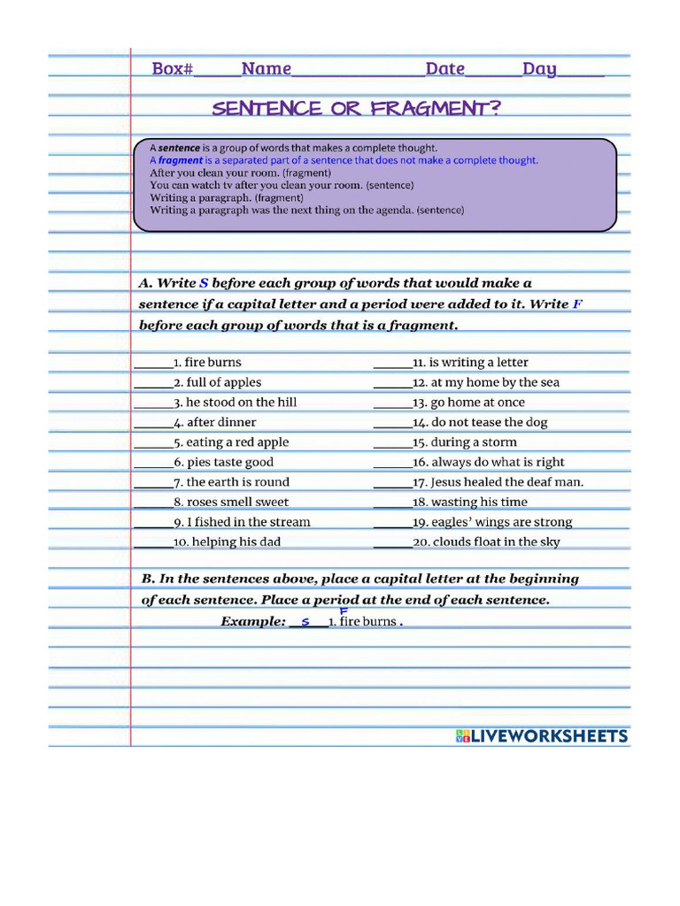 Sentences and Fragments | PDF