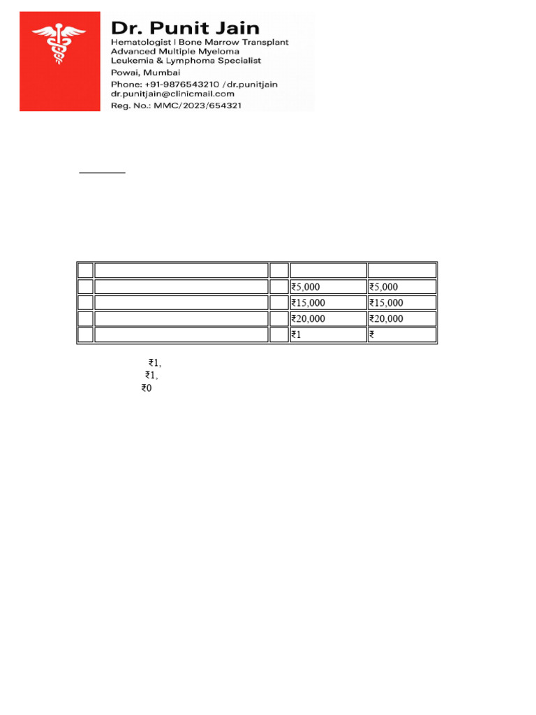 Patient Invoice for Hematology Services | PDF