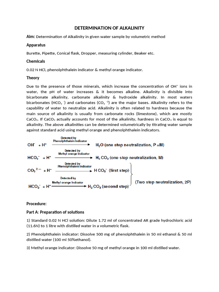 Determination of Alkalinity | PDF