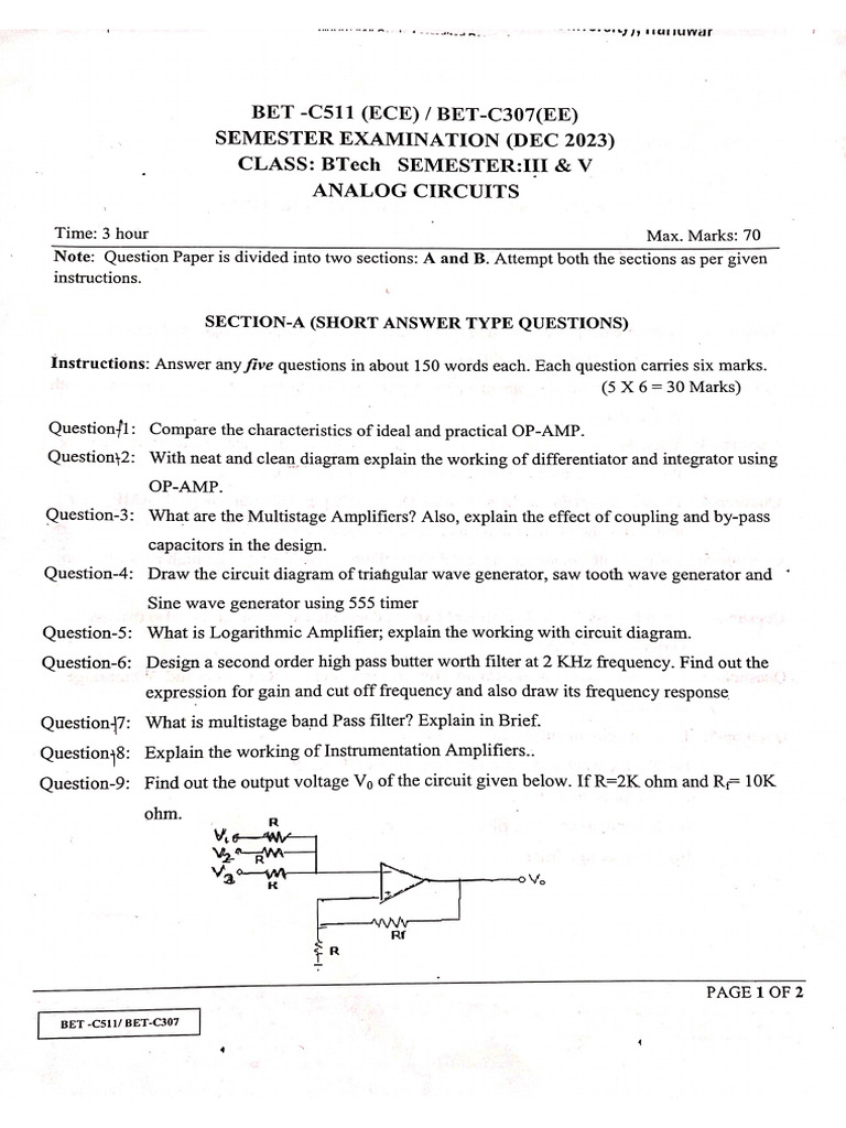 Analog Circuit 2023 | PDF