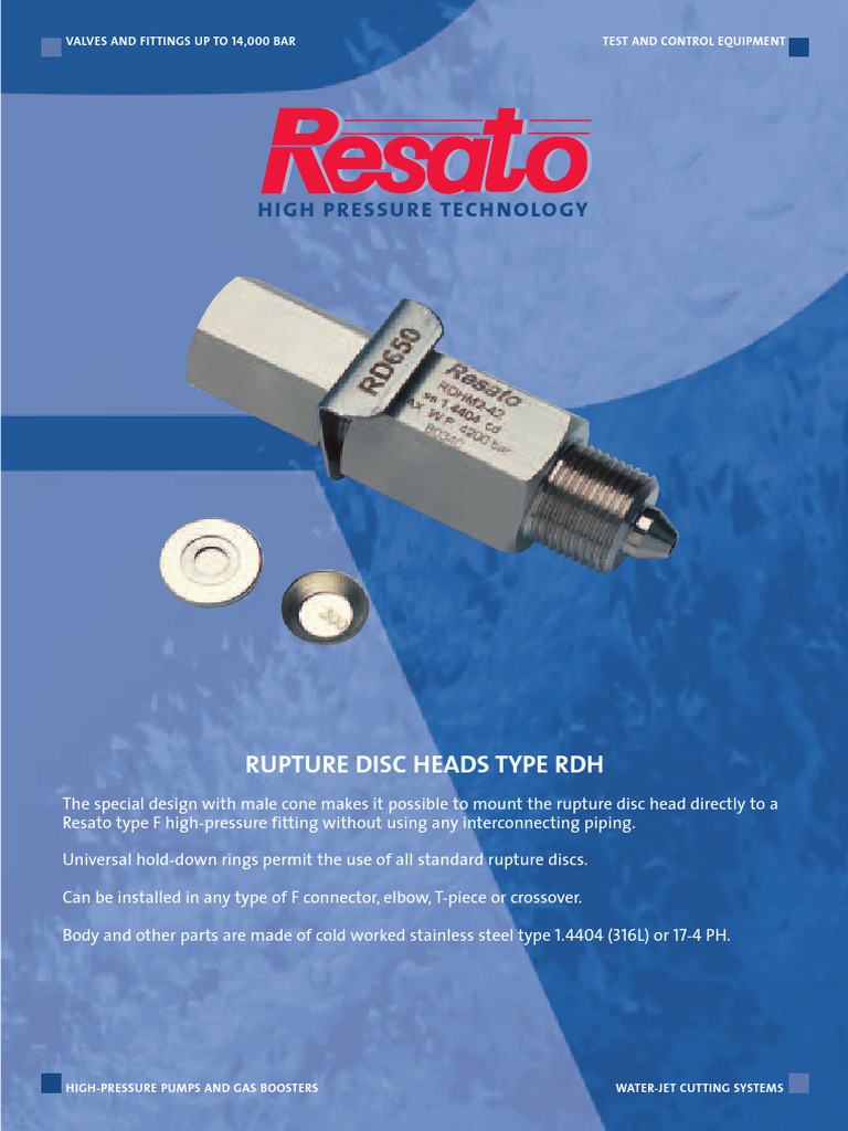 High-Pressure Valves & Rupture Discs | PDF | Valve | Pump