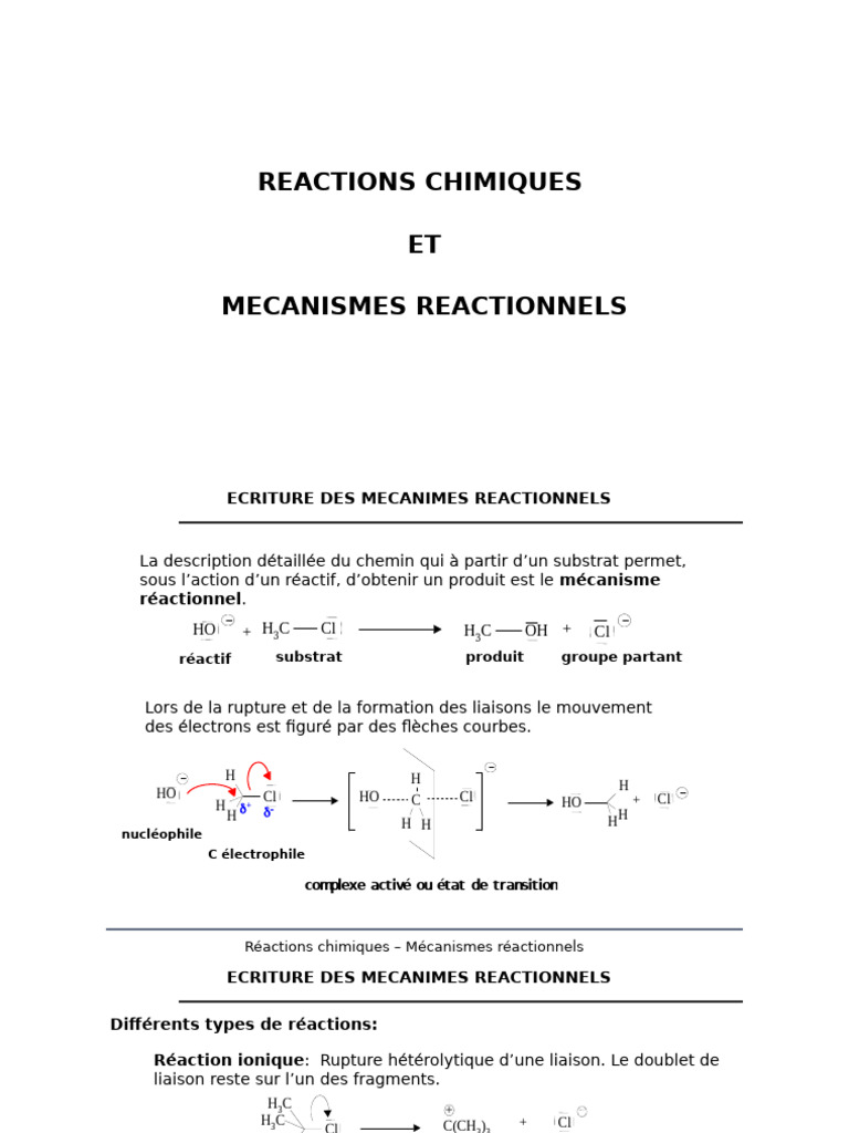 Mécanismes des Réactions Chimiques | PDF | Liaison chimique | Alcène