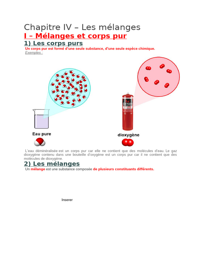 Corps purs et mélanges en physique-chimie | PDF | Filtration ...