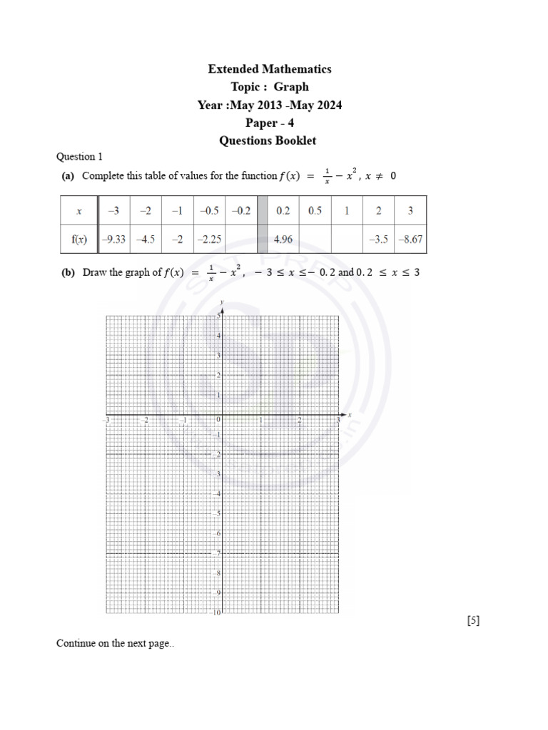 Graphing Functions Questions Booklet | PDF | Mathematics | Mathematical ...
