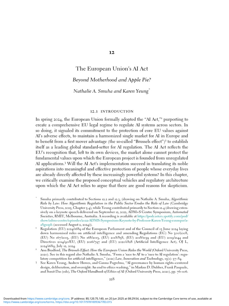 EU AI Act: Regulation and Challenges | PDF | Artificial Intelligence ...