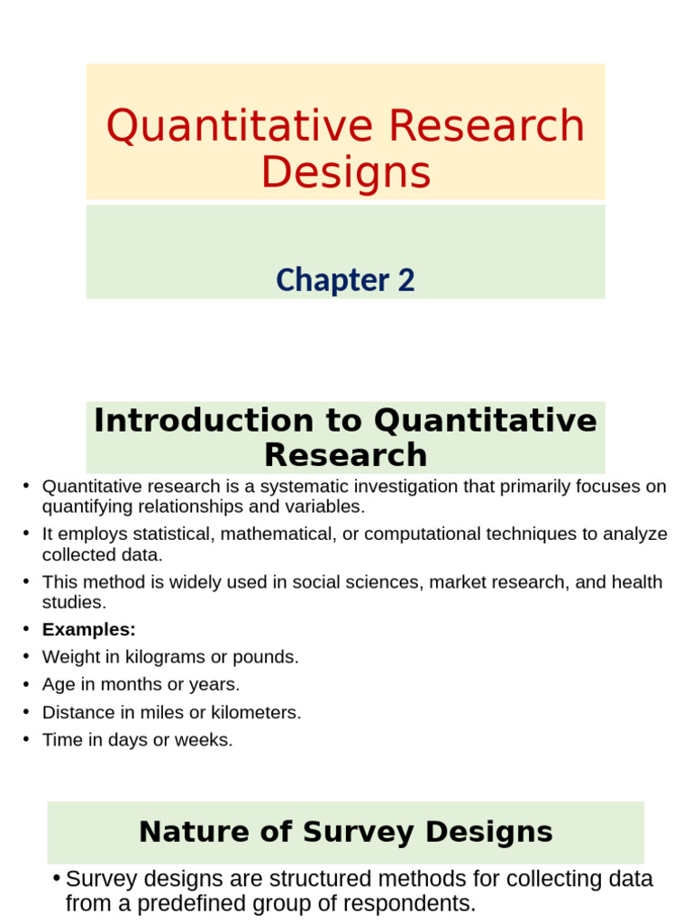 Introduction to Quantitative Research Designs | PDF | Survey ...