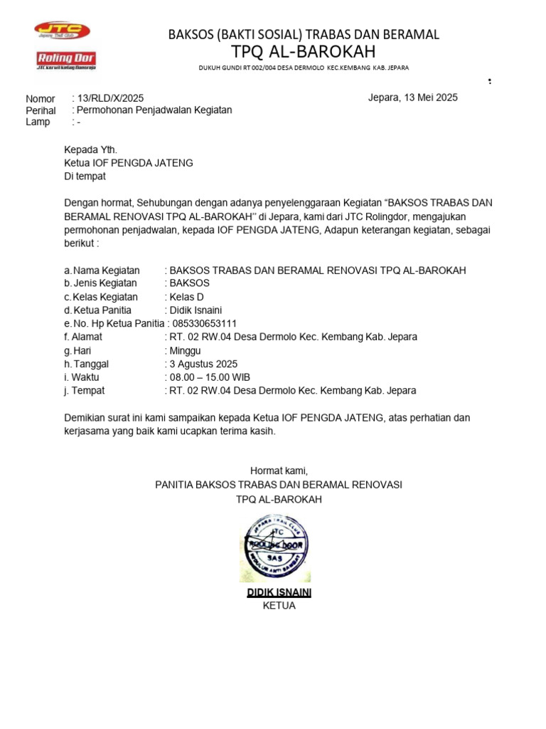 Baksos Renovasi TPQ Al-Barokah Jepara | PDF