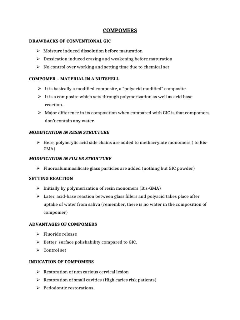 Compomer - Notes | PDF