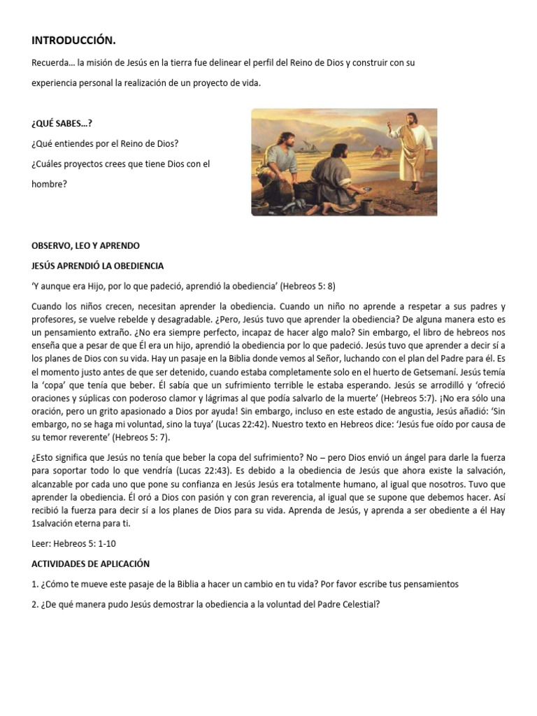 Jesús y el Reino de Dios: Aprendiendo Obediencia | PDF | Jesús | Dios