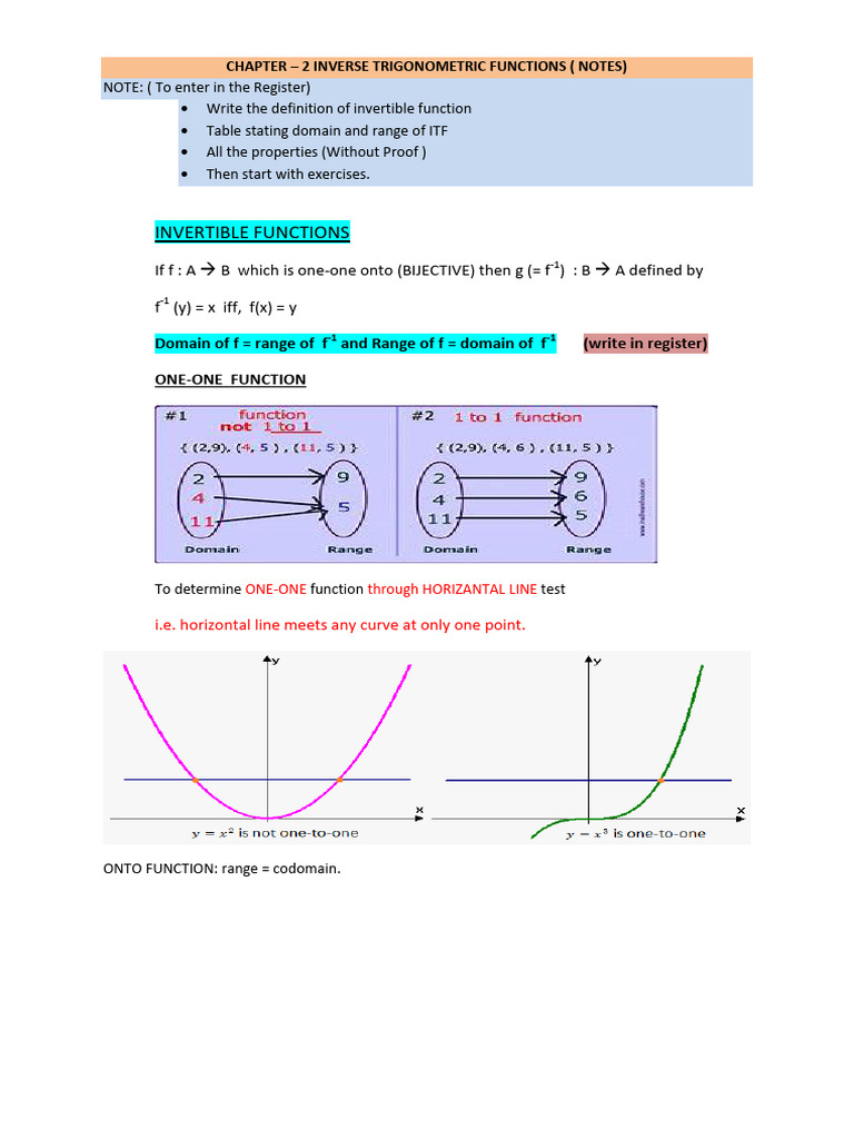 Inverse Trigonometric Functions Notes | PDF | Function (Mathematics ...