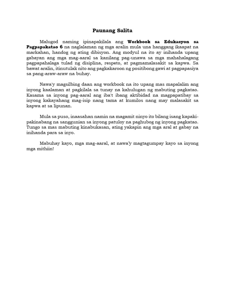 Esp 6 Workbook | PDF