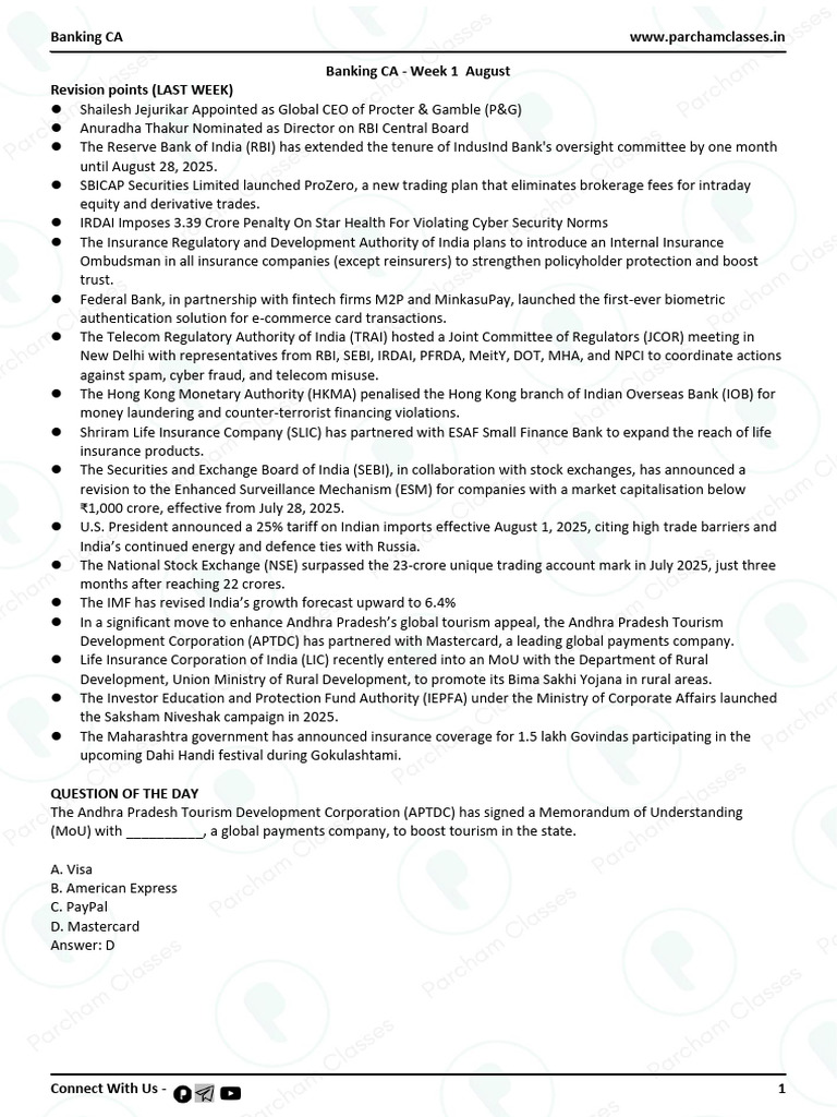 Key Updates in Indian Banking Sector | PDF | Reserve Bank Of India ...