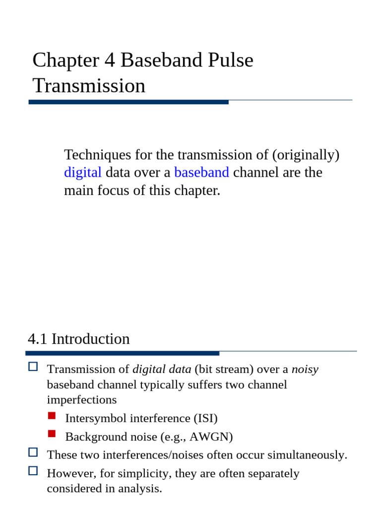Baseband Pulse Transmission Techniques | PDF | Digital Subscriber Line ...