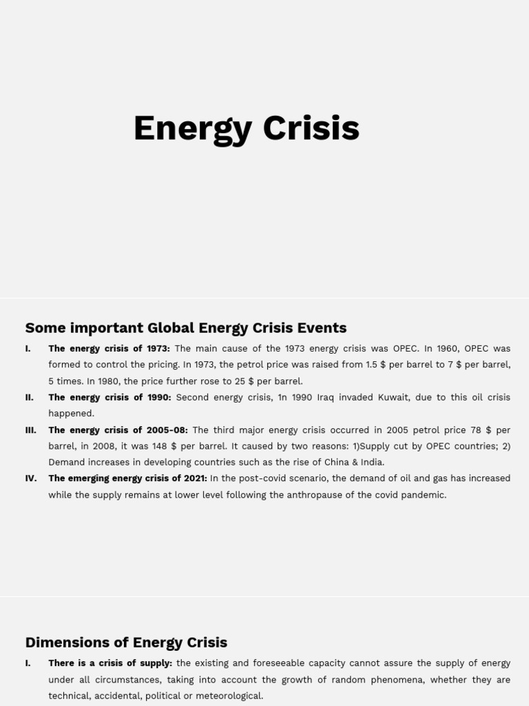 Global Energy Crisis Overview and Events | PDF