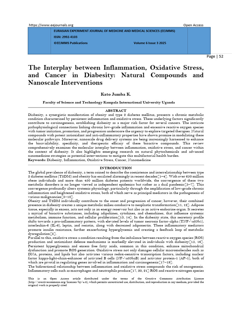 The Interplay Between Inflammation, Oxidative Stress, and Cancer in ...