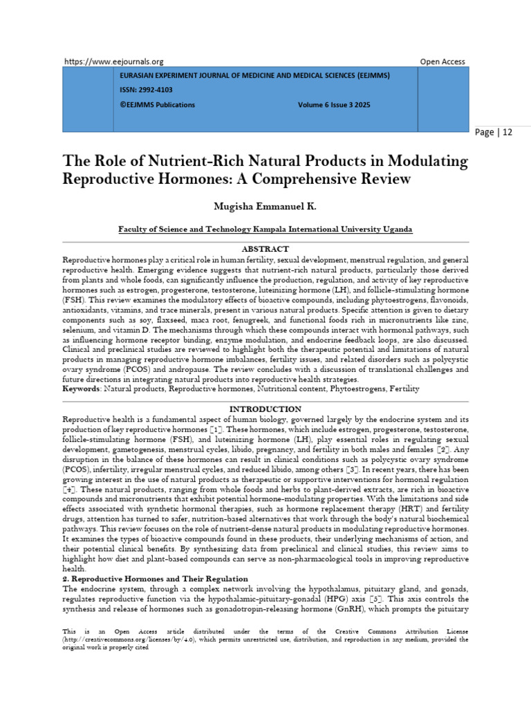 The Role of Nutrient-Rich Natural Products in Modulating Reproductive ...