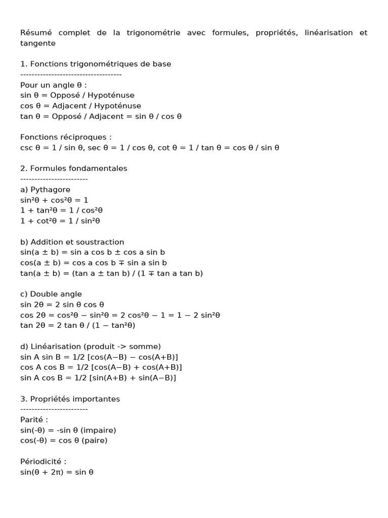 Trigonometrie Tangente | PDF