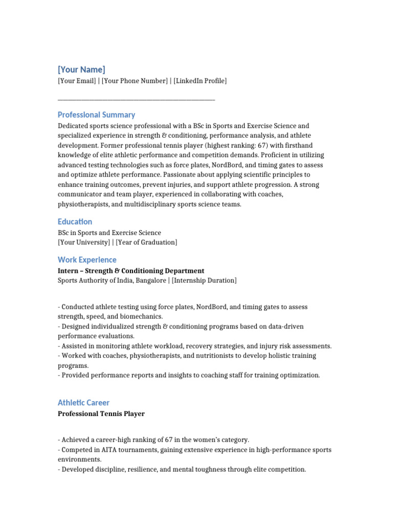 Sports Science Professional Profile | PDF | Sports Science | Science