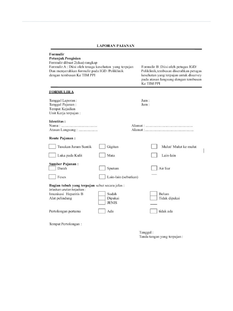 Formulir Pajanan | PDF