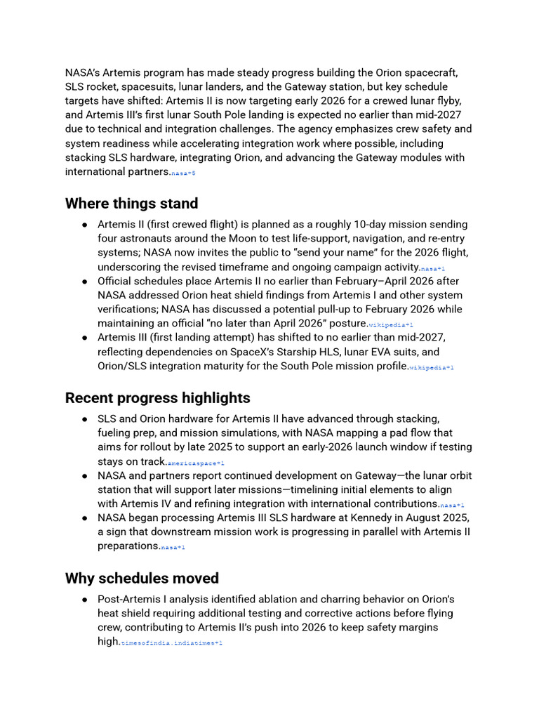NASA Artemis Program Update 2023 | PDF | Nasa | Space Programs