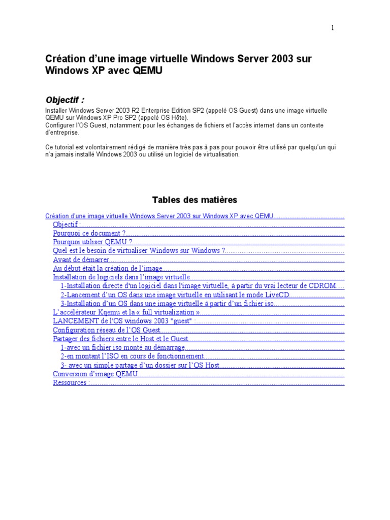 Installer Windows Server 2003 avec QEMU | PDF | Windows Server 2003 ...