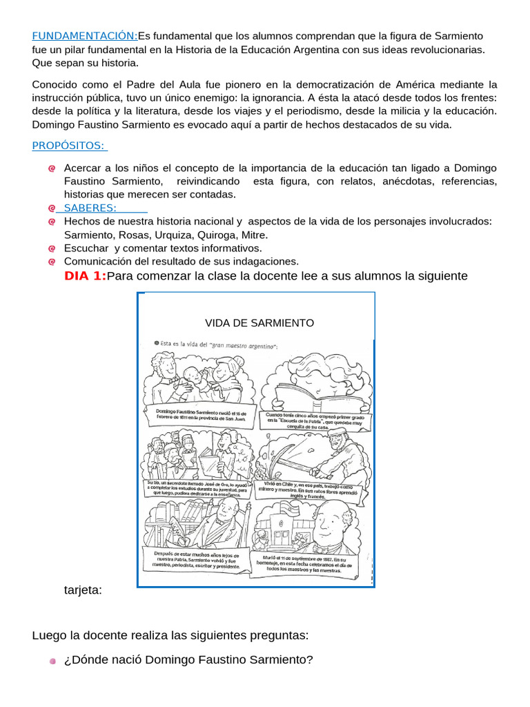 Vida y legado de Sarmiento para niños | PDF