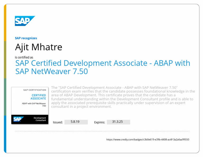 SAP ABAP NetWeaver 7.50 Certification Guide | PDF