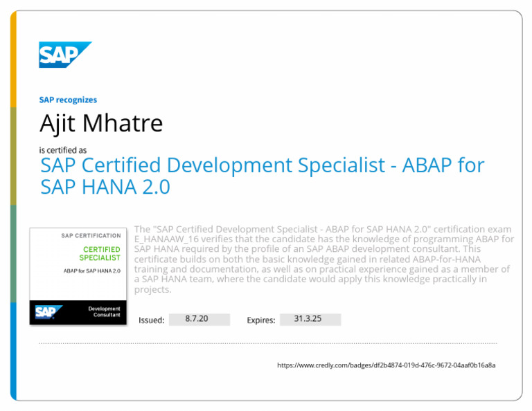 SAP ABAP for HANA 2.0 Certification Guide | PDF
