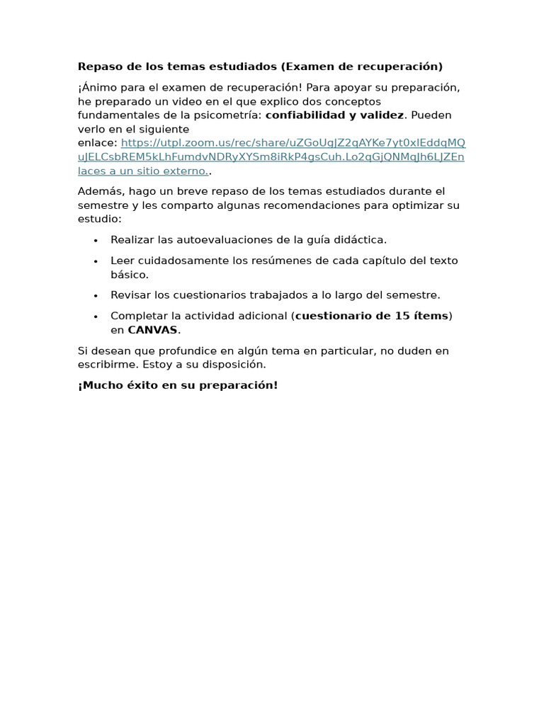 Repaso de Los Temas Estudiados | PDF