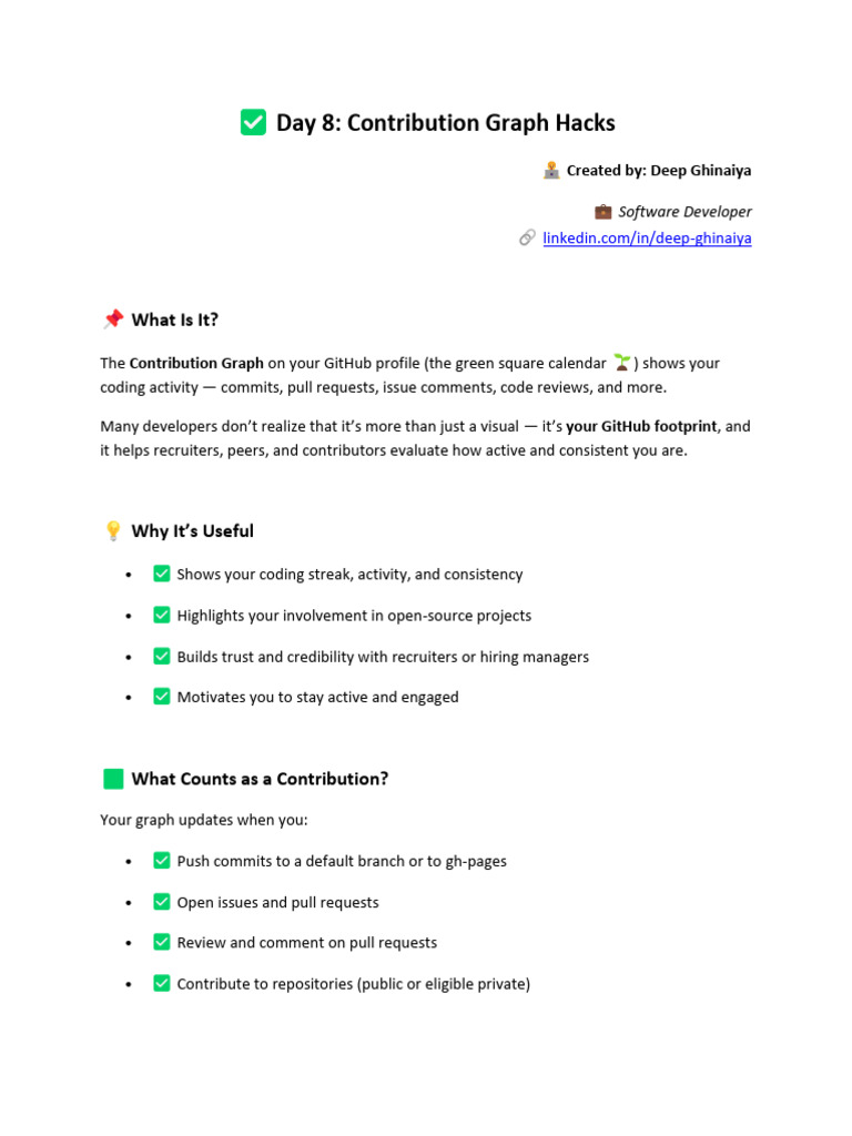 GitHub Contribution Graph Tips | PDF | Information Technology | Software