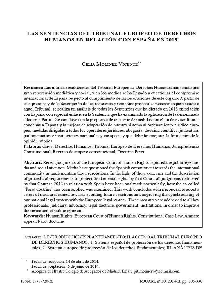 Las Sentencias Del Tribunal Europeo de Derechos | PDF | Convenio