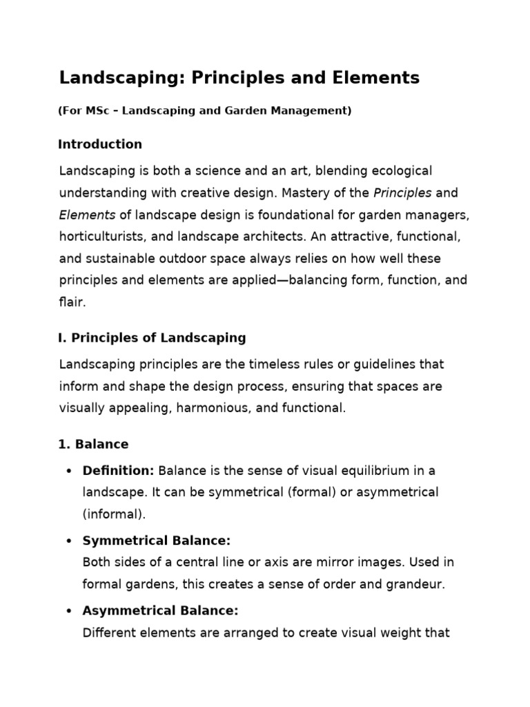 Principles of Landscape Design | PDF | Landscape | Color