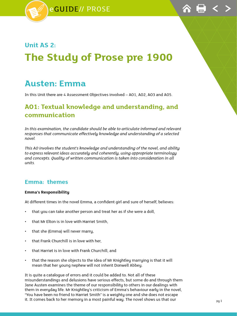 As 2 English Literature EGuide Austen - Emma | PDF | Emma (Novel)
