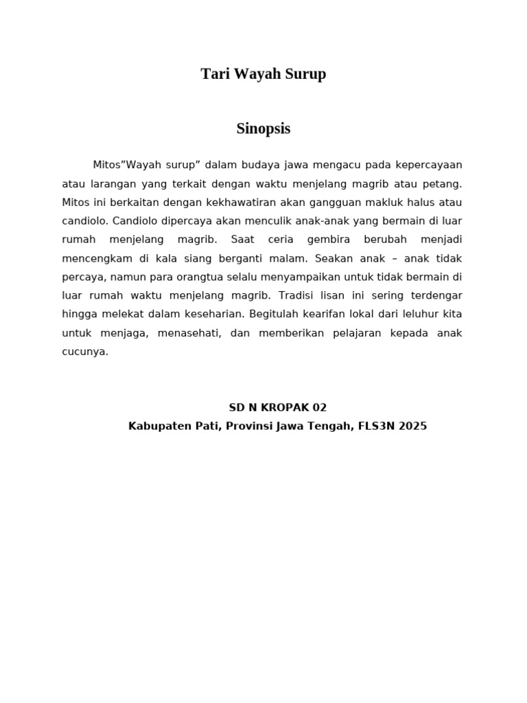 Mitos Wayah Surup dalam Budaya Jawa | PDF