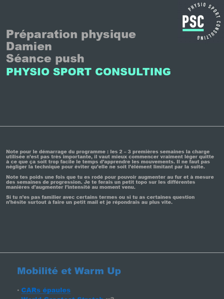 Programme de Séance Push et Mobilité | PDF
