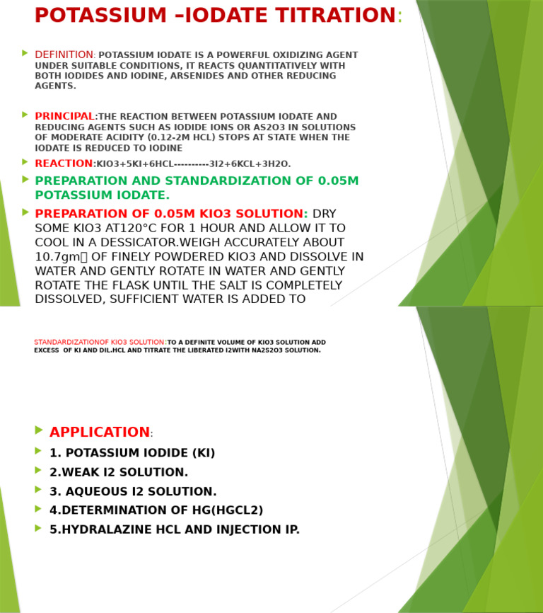 Potassium Iodate Titration Methods | PDF