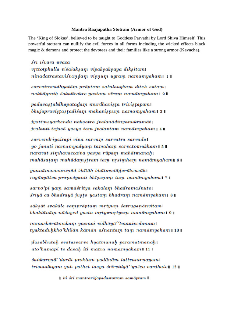 Mantras for Protection and Prosperity | PDF | Hindu Deities | Theistic ...