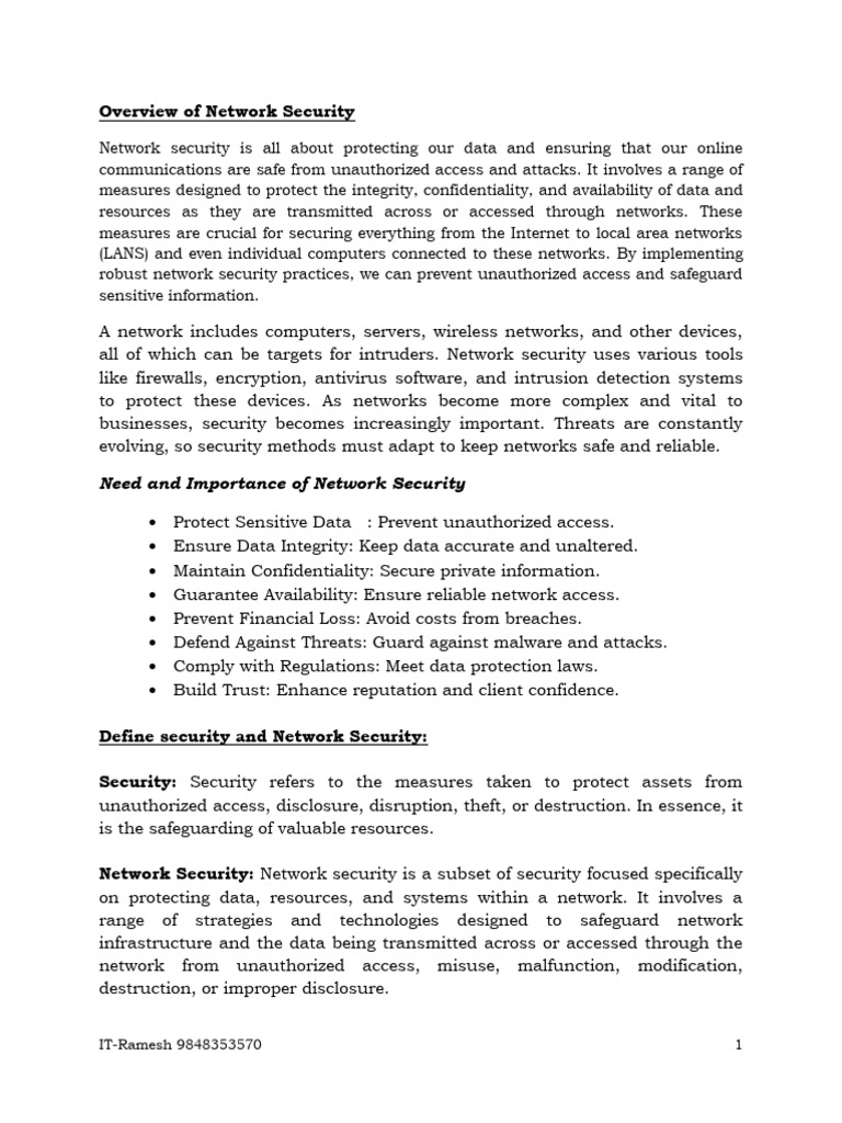 Network Security Overview and Importance | PDF